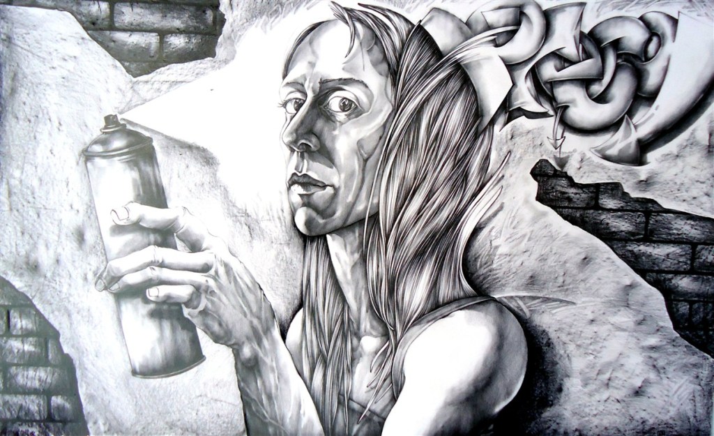 draw drawing art arte artist artista pencil lapiz paper papel portrait retrato woman mujer graff graffiti graffitera