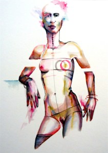 woman mujer acuarela transformation transformación water agua papel paper naked desnudo