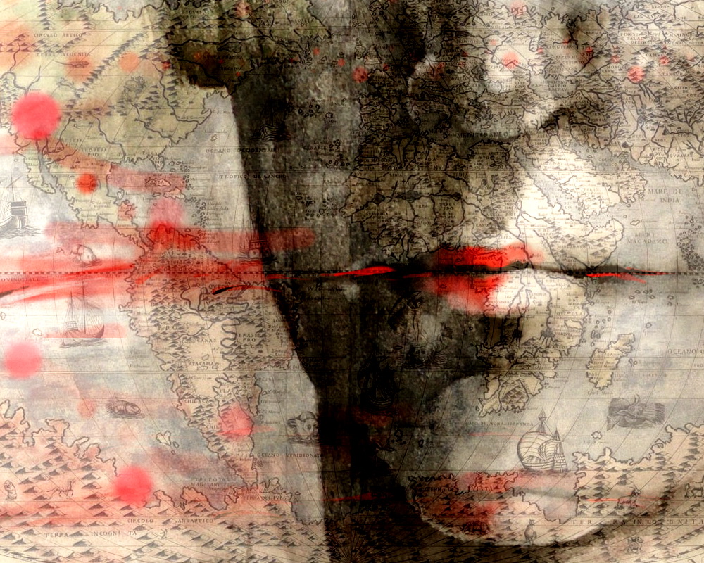 paper papel ilustracion illustration dibujo drawing art arte digital analogico mixedmedia tecnicamixta map mapa man hombre portrait retrato mouth boca