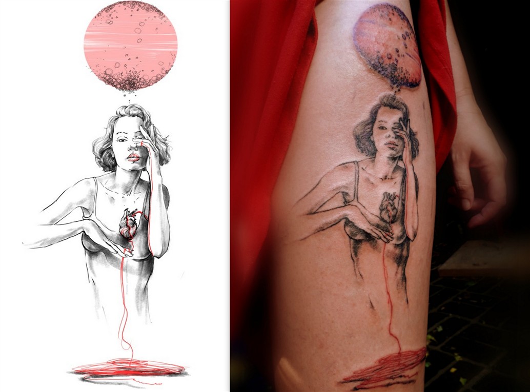 MIXED - Sketch and Final Tattoo